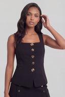 Square Neck Button Blazer Vest
