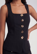 Square Neck Button Blazer Vest