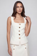 Square Neck Button Blazer Vest