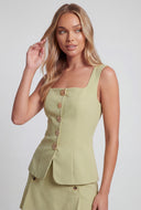 Square Neck Button Blazer Vest
