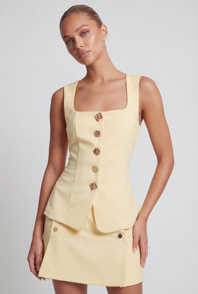 Square Neck Button Blazer Vest