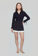 Pleated Contrast Hem Mini Skirt