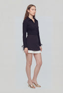 Pleated Contrast Hem Mini Skirt