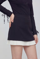 Pleated Contrast Hem Mini Skirt