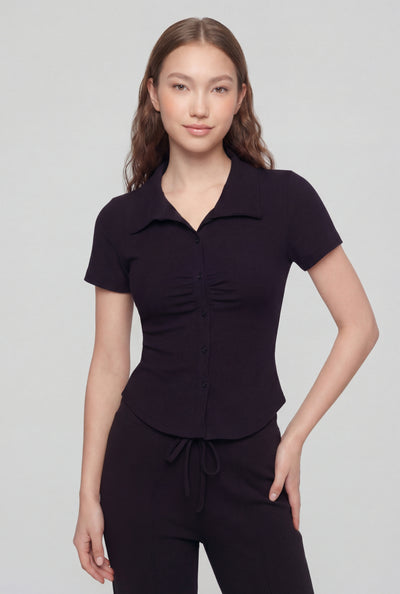 Andrea Ribbed Short Sleeve Shirt