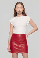 Textured Ruched Cap Sleeve Top
