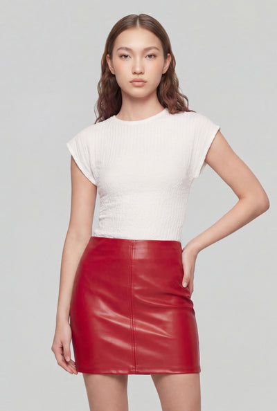 Textured Ruched Cap Sleeve Top