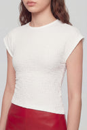 Textured Ruched Cap Sleeve Top