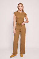 Textured Ruched Cap Sleeve Top