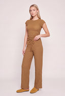 Textured Ruched Cap Sleeve Top