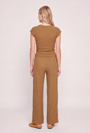 Textured Ruched Cap Sleeve Top