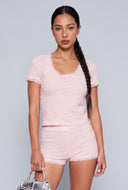 Lace Short Sleeve Crop Top