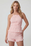 Brianna Ruffled Mesh Halter Top