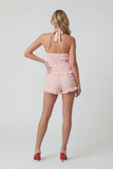 Brianna Ruffled Mesh Halter Top