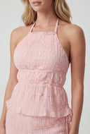 Brianna Ruffled Mesh Halter Top