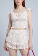 Theodora Ditsy Floral Smocked Crop Top