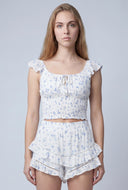 Theodora Ditsy Floral Smocked Crop Top