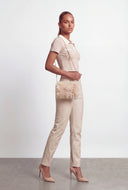 Priscilla Brushed Knit Crop Polo Shirt