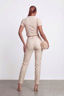 Priscilla Brushed Knit Crop Polo Shirt