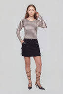 Alina Striped Ribbed Long Sleeve Crop Top