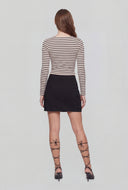 Alina Striped Ribbed Long Sleeve Crop Top