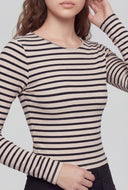Alina Striped Ribbed Long Sleeve Crop Top
