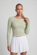 Alina Striped Ribbed Long Sleeve Crop Top