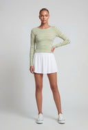 Alina Striped Ribbed Long Sleeve Crop Top