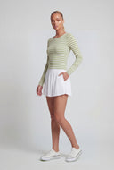 Alina Striped Ribbed Long Sleeve Crop Top