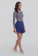 Alina Striped Ribbed Long Sleeve Crop Top