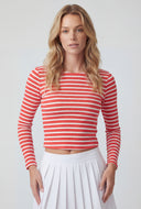 Alina Striped Ribbed Long Sleeve Crop Top