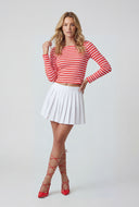 Alina Striped Ribbed Long Sleeve Crop Top