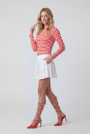 Alina Striped Ribbed Long Sleeve Crop Top