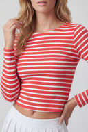 Alina Striped Ribbed Long Sleeve Crop Top