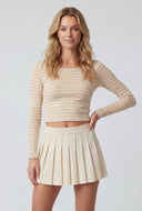 Alina Striped Ribbed Long Sleeve Crop Top
