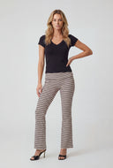 Striped Ribbed Flare Fold Over Pants