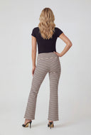 Striped Ribbed Flare Fold Over Pants
