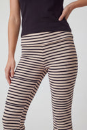 Striped Ribbed Flare Fold Over Pants