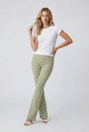 Striped Ribbed Flare Fold Over Pants