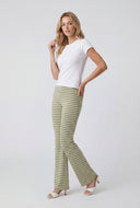 Striped Ribbed Flare Fold Over Pants