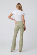 Striped Ribbed Flare Fold Over Pants