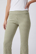 Striped Ribbed Flare Fold Over Pants