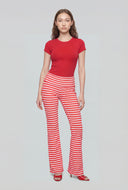Striped Ribbed Flare Fold Over Pants