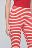 Striped Ribbed Flare Fold Over Pants