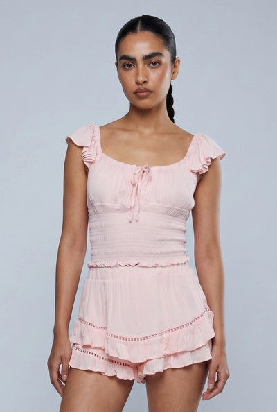 Arleth Keyhole Crop Peasant Top