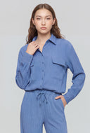 Thea Flap Pocket Button Front Shirt
