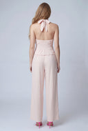 Linen Peplum Halter Top