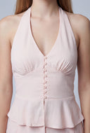 Linen Peplum Halter Top