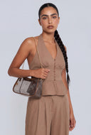 Linen Peplum Halter Top