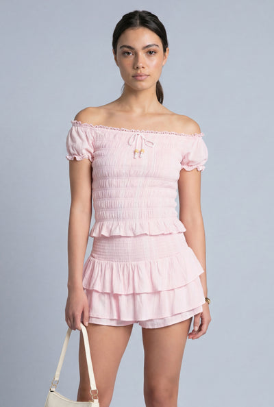 Elsa Striped Peasant Off The Shoulder Top